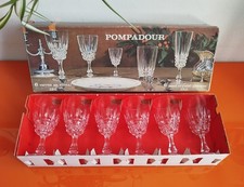 6 VERRES À VIN BLANC 12 CL EN CRISTAL D'ARQUES MODÈLE POMPADOUR VINTAGE EN BOÎTE