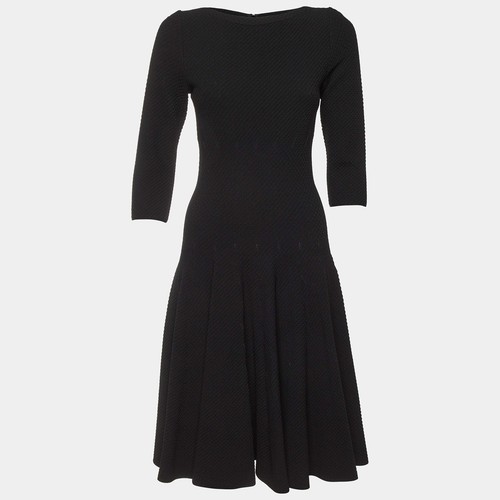 Robe évasée noire tricot - évasée, en