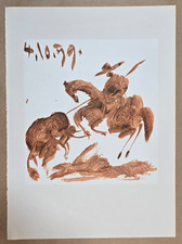 Lithographie en bistre d'après Pablo PICASSO : Toros y Toreros. Tauromachie