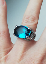 Bague en argent avec topaz bleu turquoise  de créateur, old silver ring