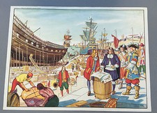 Ancienne affiche scolaire Vauban Colbert sur papier vintage french antique