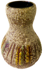 VASE en céramique de ACCOLAY , décor ABSTRAIT PRIMITIF -B1