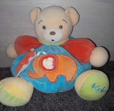 OC/Peluche doudou ours boule KALOO bleu avec éléphant poche grelot 25cm(assis) 