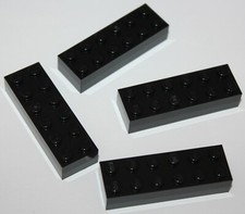4 x Lego Black Brick 2x6 ref