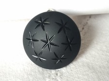 ANCIEN PENDENTIF XIXe ARGENT MASSIF étoiles verre noir ou jais