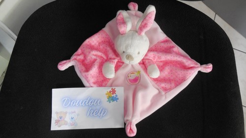 Doudou plat lapin - lapin, rose