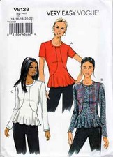 9128 PATRON VOGUE 3 CREATIONS TUNIQUE BLOUSE POP ART   34 AU 50