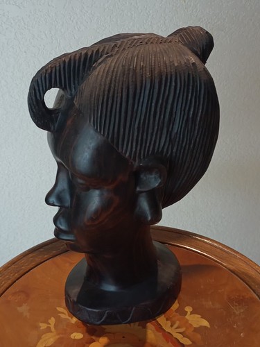 Tête africaine sculpture - africaine, en