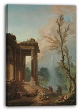 Toile/Cadres Hubert Robert - Le portique d'un manoir de campagne