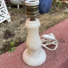 Ancien PIED DE LAMPE DE CHEVET ONYX BLANC Électrifié