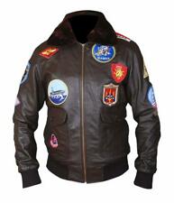Veste Pilote Bomber En Cuir Marron Pete Maverick Tom Cruise Top GUN