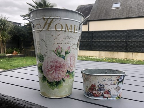 Seau jardin vintage en - x2,