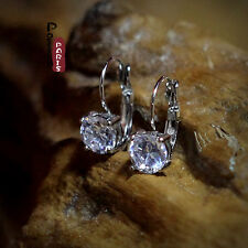 Boucles d'Oreilles Dormeuses CZ Zirconium Argenté Ancien Style Mariage CC 2