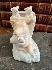 Porte Allumette Vers 1900 Faïence Peinte Cochon