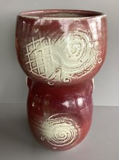 JEAN-CLAUDE SERIS Vase en céramique pour Ikebana, signature manuscrite, H 19 cm