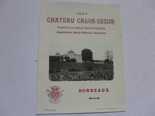 étiquette ancienne Château CALON-SEGUR  1947 grand cru classe SAINT-ESTEPHE
