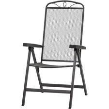 Elda Siège Pliant Chaise de Jardin Camping Fauteuil Mat-Anthracite Métal Expansé