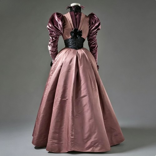 Vintage mauve satin gowns puff - gowns,