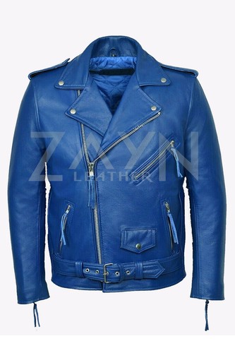 Veste homme bleue - , cuir