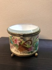 boite a bijoux Bonbonnière Ancienne  porcelaine Biscuit Verre Biseauté