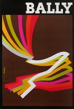 AURIAC -OLD POSTER BALLY MEN'S SHOES - CIRCA 1976