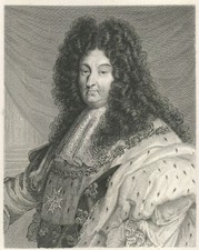 Portrait du roi Louis XIV 14 Quatorze  - Gravure originale XIXe