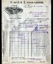 LE HAVRE (76) USINE de CAFES / TORREFACTION "CAFES LABRADOR" Facture en 1947