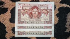 Billets 5 Francs Trésor Français 1947 Consécutifs ( X 3 Billets )