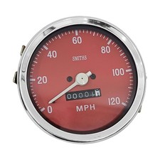 Compteur De Vitesse Smiths Visage Rouge Cerclage En Chrome 100 MM