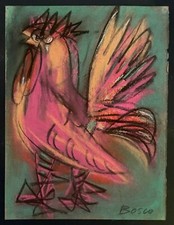 Dessin fusain Pierre BOSCO Coq