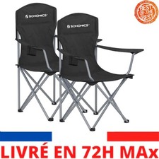 SONGMICS Chaise Pliante Camping, Lot de 2, Portable Jardin Pêche Terrasse GCB08B