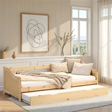 Lit gigogne 90x200 cm banquette avec Matelas 2 places en Bois Enfant Homestyle4u