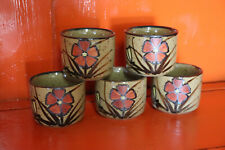 Pot à condiment en grès ,tasse à café ,cuisine déco ancien vintage ,fleur orange