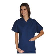 Blouse Médicale Unisexe Col V Bleu Coton À Manches Courtes - Isacco - Infirmier