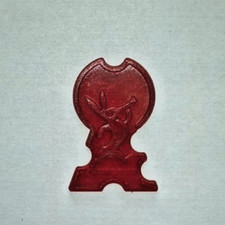 Logo plastique rouge - GRINGOIRE Biscottes Lapin à la trompette Vintage 1960s,