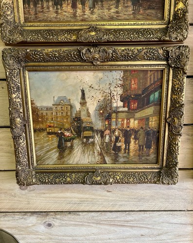 Huile toile encadrée doré - huile,