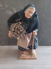 Santon Provençal Signé LANDUCCI (Femme Au Fagot) En Terre Cuite BE