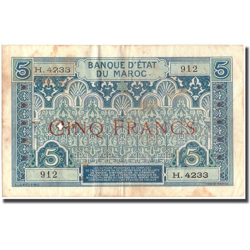 Billet maroc francs 1924 - maroc,,