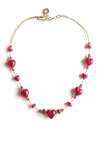 Ancien collier cœur verre - ancien,
