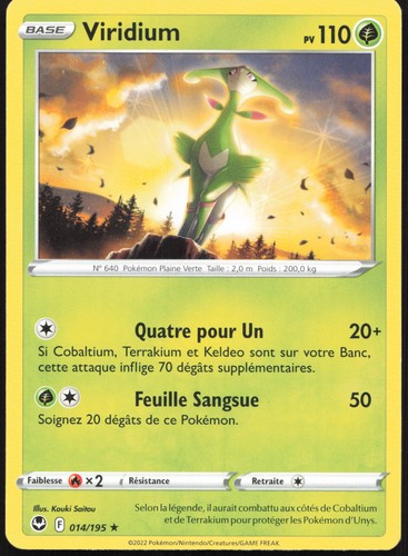 Carte pokémon viridium - pokémon,