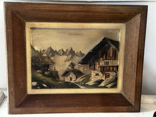 Tableau alpin bois sculpté - tableau,