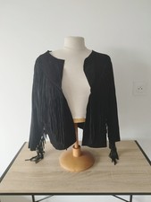 Veste en daim a frange noire