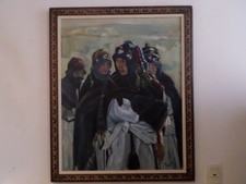 TABLEAU ORIENTALISTE . PEINTURE SUR TOILE . RACHID TALEB . MAROC