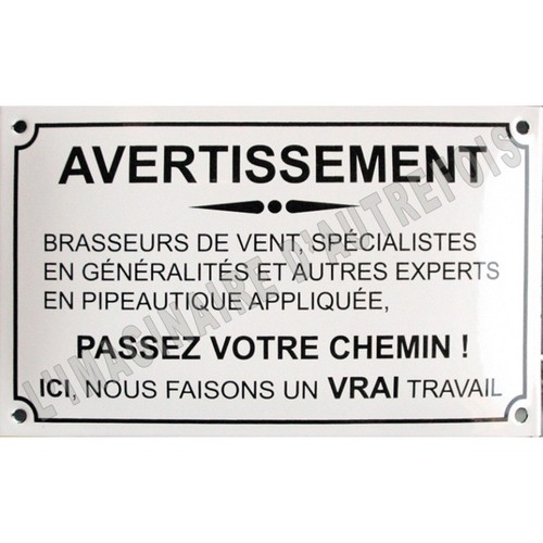 Plaque émaillée humoristique