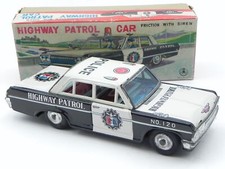 Voiture De Police Chevrolet Impala Highway Patrol Jouet En Fer Blanc Japon Ford