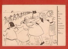 -."ILLUSTRATEUR" carte postale cpa Dessin : SCOUTISME   Eclaireuses/ très rare