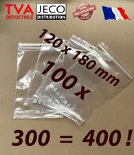 LOT 100 sachet zip pochette pochon plastique 120x180 12x18 qualite alimentaire f