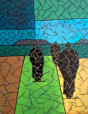 Artiste B . JOST acrylique carton entoilé  2025 30 x 24 ref Artmajeur côté AKOUN