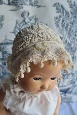 ANCIEN PETIT BONNET COIFFE  DENTELLE BEBE POUPEE 1900