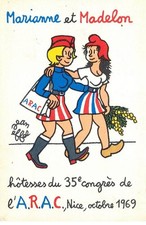 Illustrateur Jean EFFEL  Marianne et Madelon congres A.R.A.C 1969